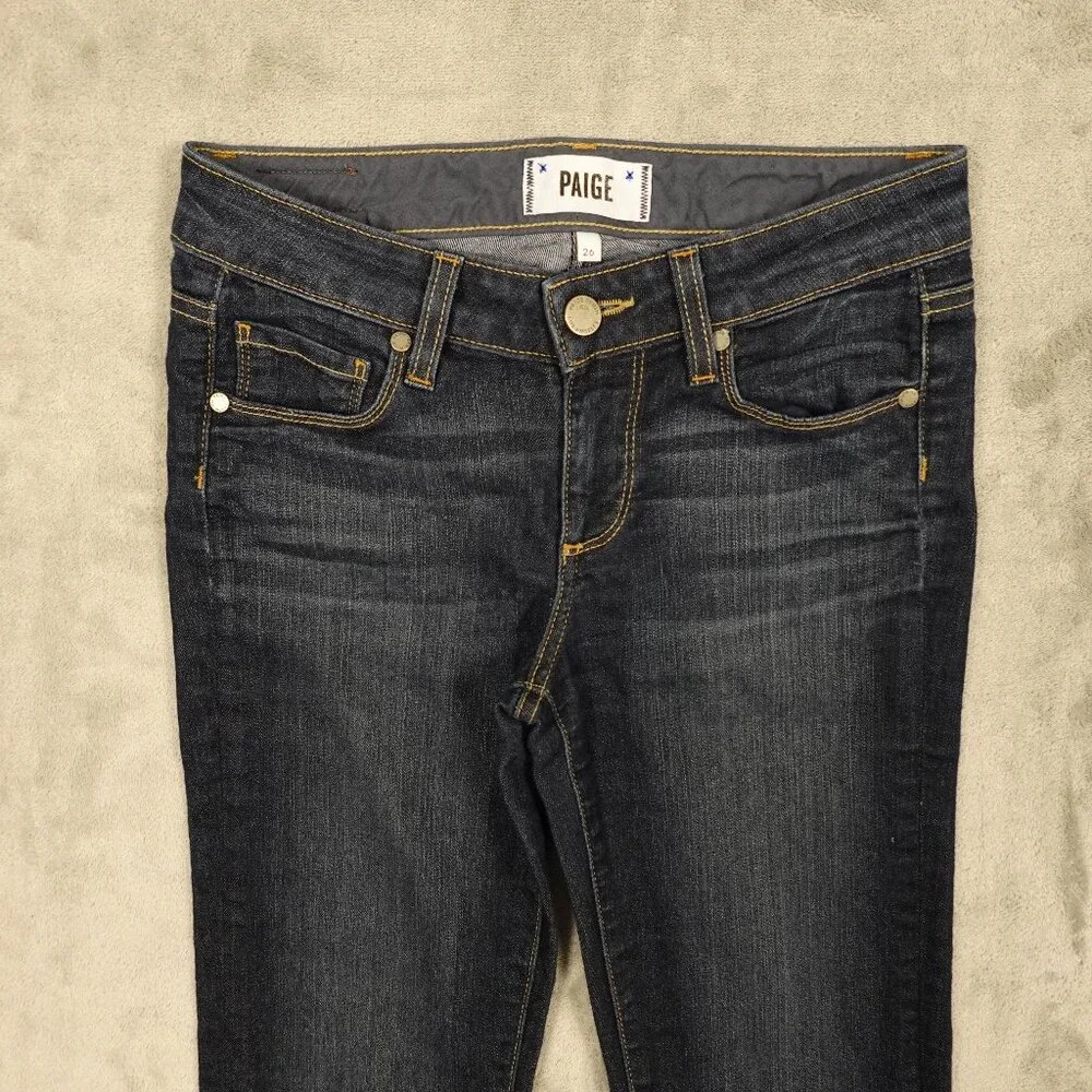 PAIGE Indigo Stream Mid Rise Straight Leg Jeans 26 - Picture 2 of 13